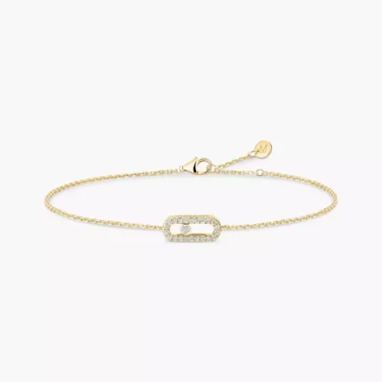 Messika Care(s) pavé bracelet, Yellow gold with diamond, Length of chain: 18 cm (5 closure rings)