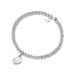 Tiffany Heart Tag Bead Bracelet in Silver