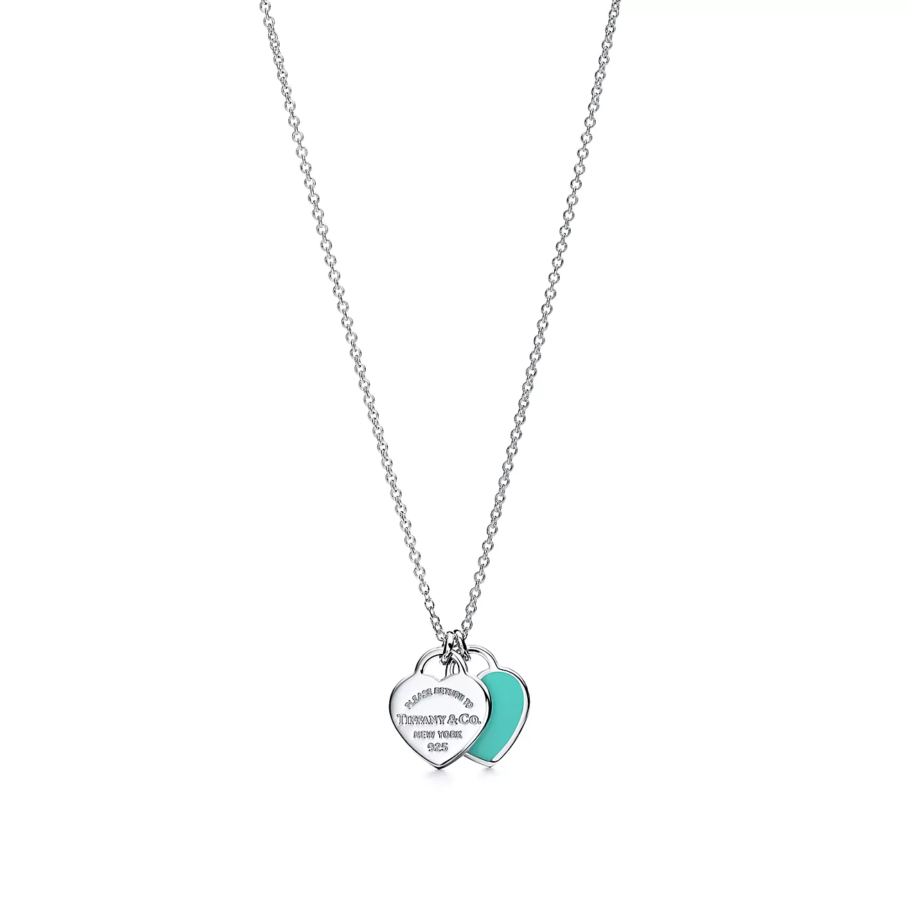 11af2fbab1ca7356cdb0a6e1f0ca3e21 Tiffany Blue Double Heart Tag Pendant - Image 1