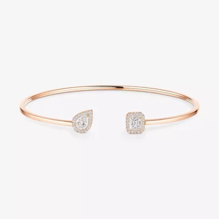 Messika My Twin toi & moi thin bangle, Pink gold with diamond