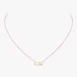Messika Move Uno necklace, Pink gold with diamond, Length of chain: 45 cm (5 closure rings)