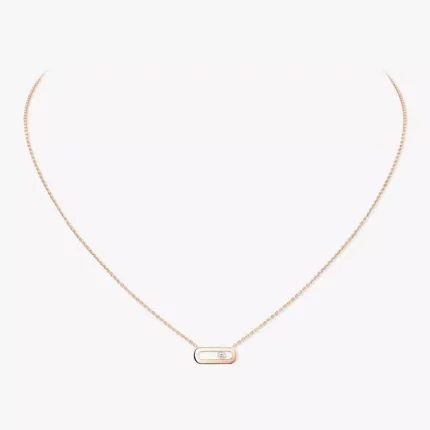 Messika Move Uno necklace, Pink gold with diamond, Length of chain: 45 cm (5 closure rings)