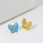 Van Cleef & Arpels Two Butterfly earrings, Yellow gold, diamonds - Image 5