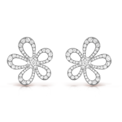 Van Cleef & Arpels Flowerlace earrings, White gold, diamonds
