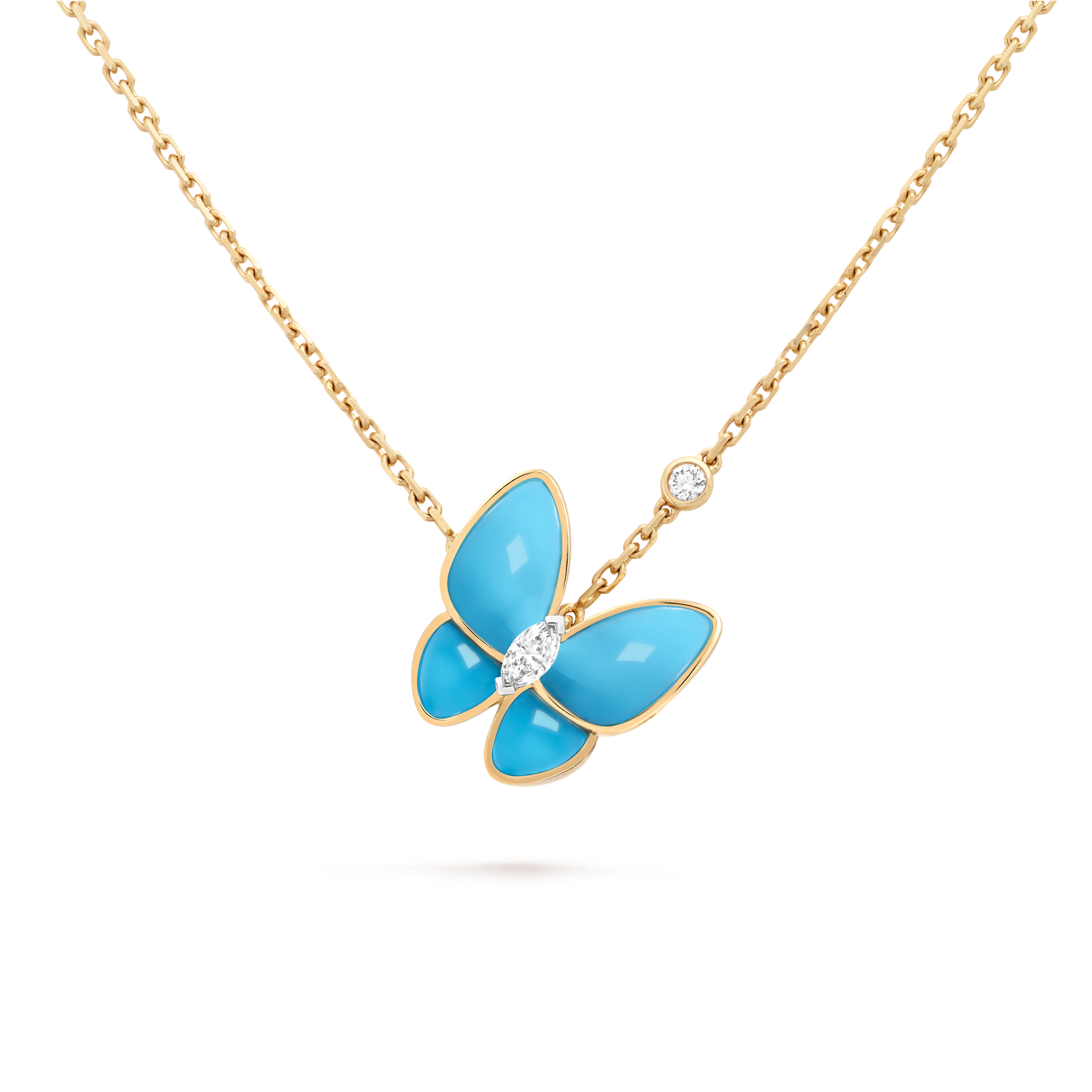 6667632c0b2ed60b0b1127db4e265e2a Van Cleef & Arpels Two Butterfly pendant, Yellow gold, diamonds, Small model - Necklace - Image 1