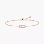 Messika Care(s) pavé bracelet, Pink gold with diamond, Length of chain: 18 cm (5 closure rings)