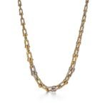 Tiffany HardWear Graduated Link Necklace, Yellow Gold, Pavé Diamonds