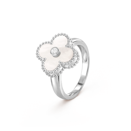 Van Cleef & Arpels Vintage Alhambra ring, White gold, Diamond