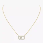 Messika So Move pavé necklace, Yellow gold with diamond, Length of chain: 45 cm (5 closure rings)