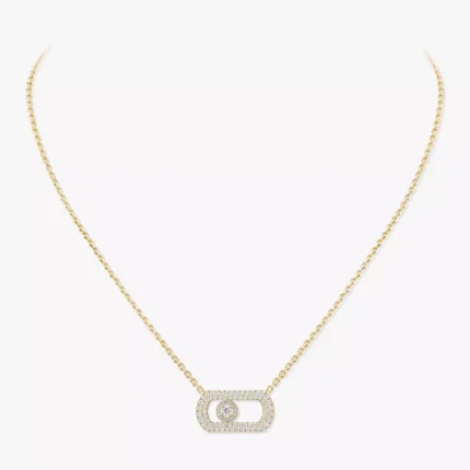 Messika So Move pavé necklace, Yellow gold with diamond, Length of chain: 45 cm (5 closure rings)