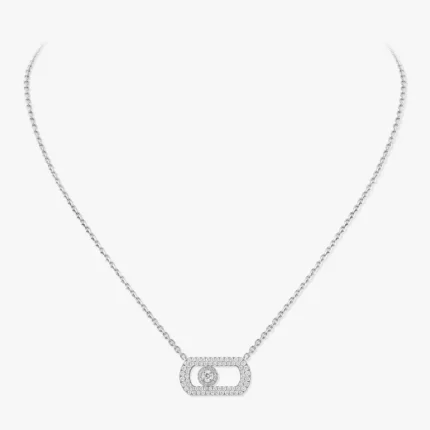 Messika So Move pavé necklace, White gold with diamond, Length of chain: 45 cm (5 closure rings)