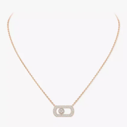 Messika So Move pavé necklace, Pink gold with diamond, Length of chain: 45 cm (5 closure rings)