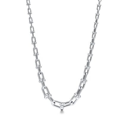 Tiffany HardWear Graduated Link Necklace, White Gold