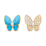 Van Cleef & Arpels Two Butterfly earrings, Yellow gold, diamonds