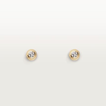 Cartier d'Amour stud earrings cartier earrings, Yellow gold, diamonds, Mini model