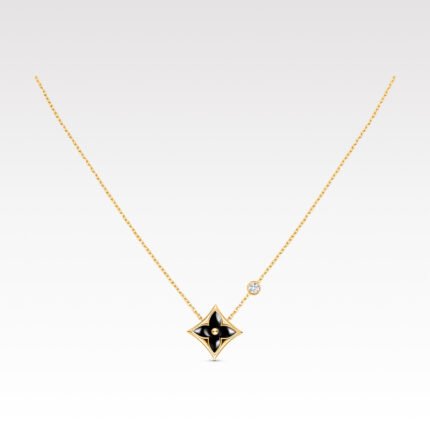 Louis Vuitton Color Blossom Bb Star Pendant, Yellow Gold, Onyx And Diamond Necklace