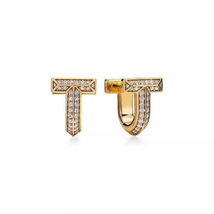 Tiffany T T1 Half Pavé Diamond Huggie Earrings