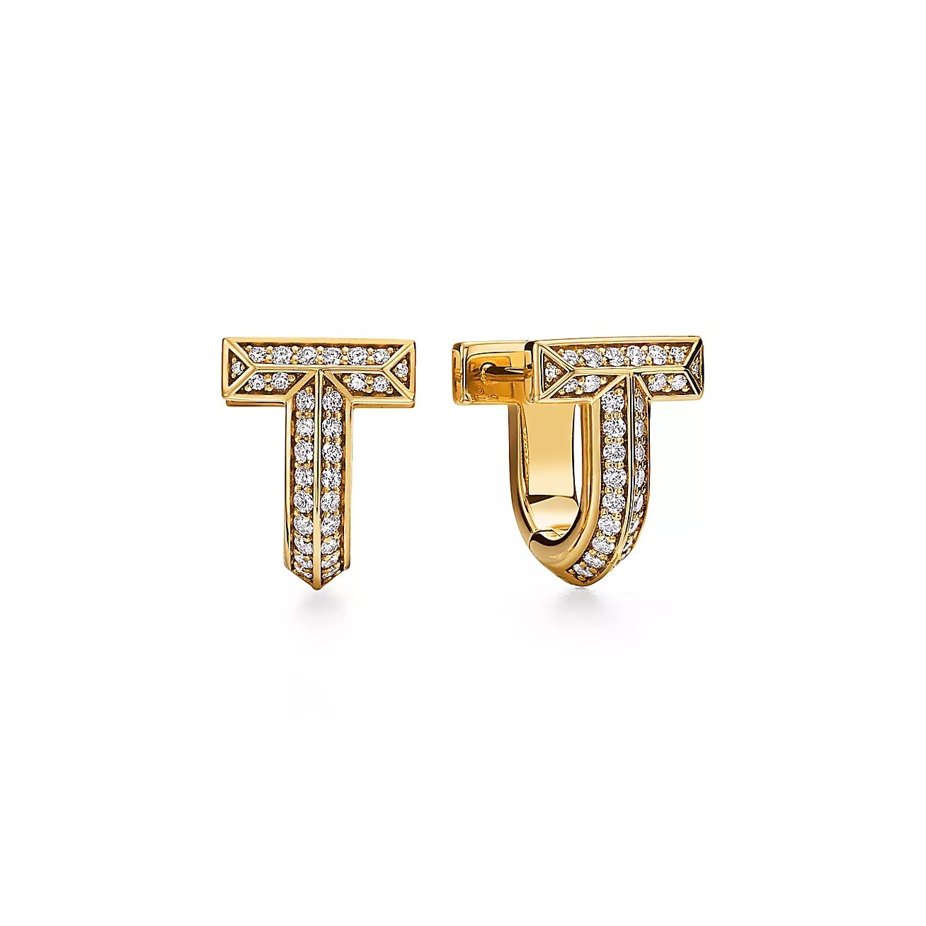 c363e7f18feba45e39ce5b3999a7f1f0 Tiffany T T1 Half Pavé Diamond Huggie Earrings - Image 1