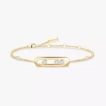 Messika Baby Move bracelet, Yellow gold with diamond, Length: 18.5cm (5 retaining diamond rings)