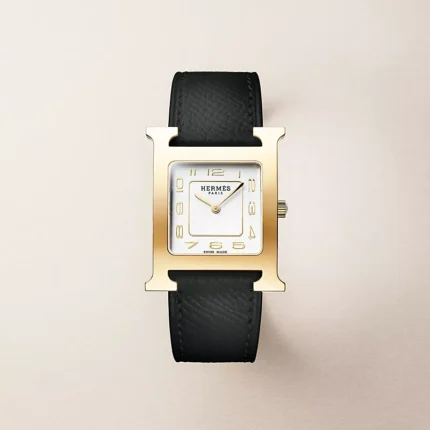 Hermes Heure H watch, Yellow gold, Medium model, 30 mm