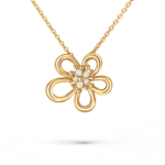 Van Cleef & Arpels Flowerlace pendant, Yellow gold, diamonds, Small model