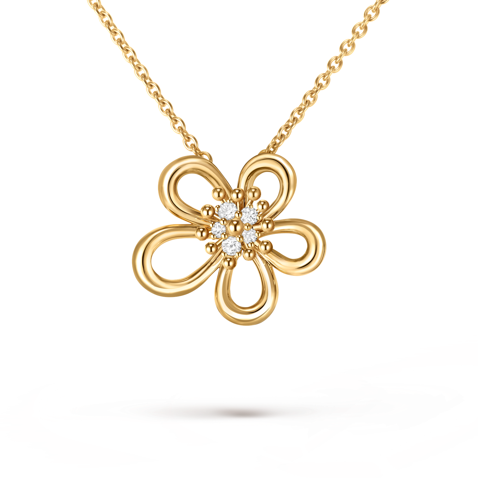 d038597a94e5c110e67f6bf6d03fcc10 Van Cleef & Arpels Flowerlace pendant, Yellow gold, diamonds, Small model - Image 1