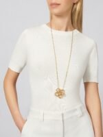 Van Cleef & Arpels Flowerlace clip pendant, Yellow gold, diamonds, Large model - Image 2