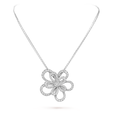Van Cleef & Arpels Flowerlace clip and pendant, White gold, diamonds